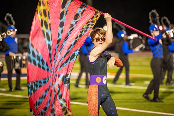Page High colorguard members on the field